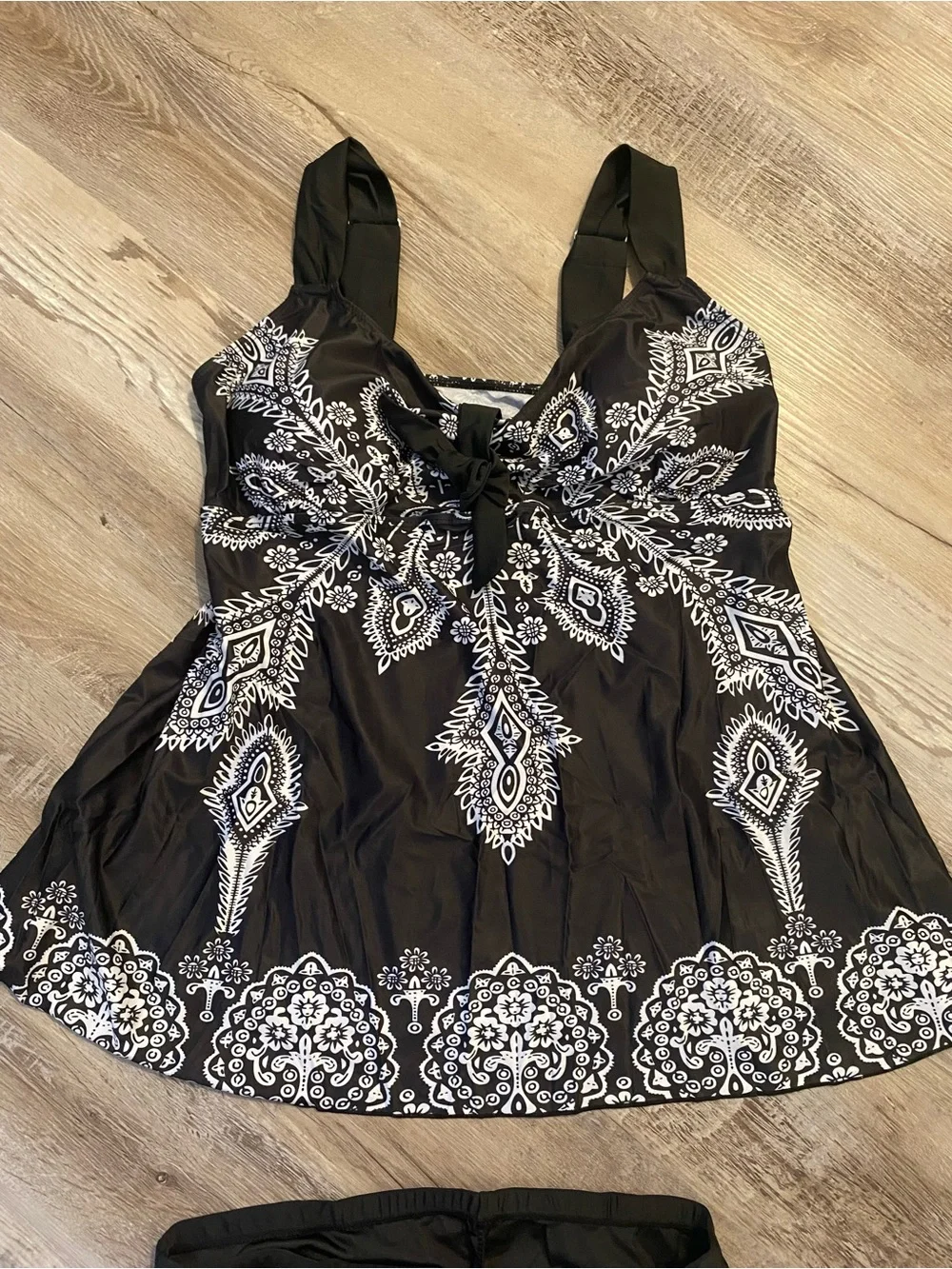 Womens Plus Size 2pc Swimsuit Tankini Swimdress Black & White US Size 20 - Picture 3 of 13
